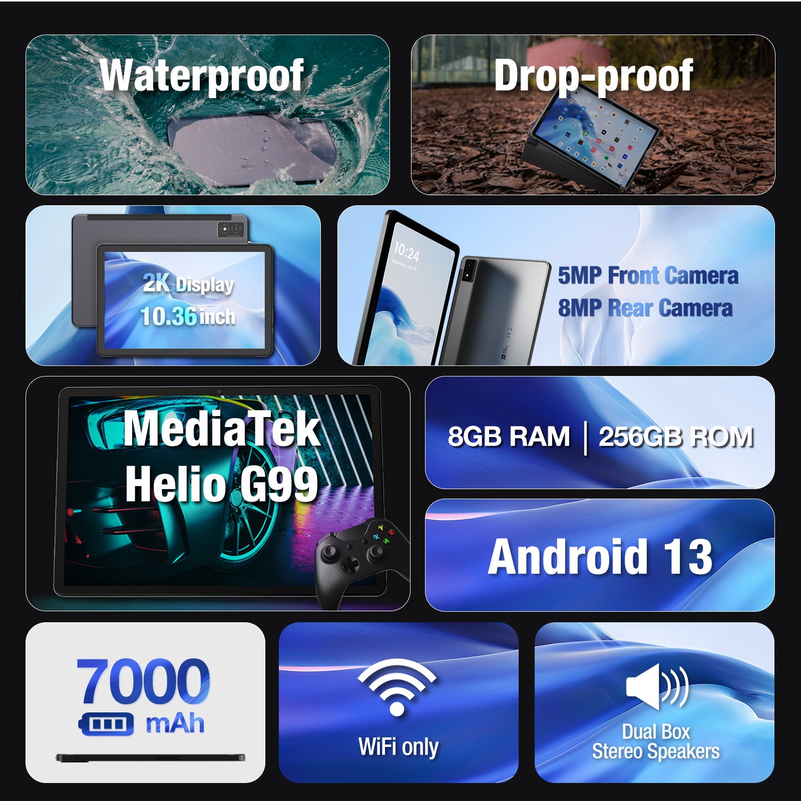 AGM PAD P1 | 4G LTE Rugged Tablet | Powerful Chipset | Waterproof | Lightweight | Large Display 1200*2000 FHD | Big Battery | Android 13