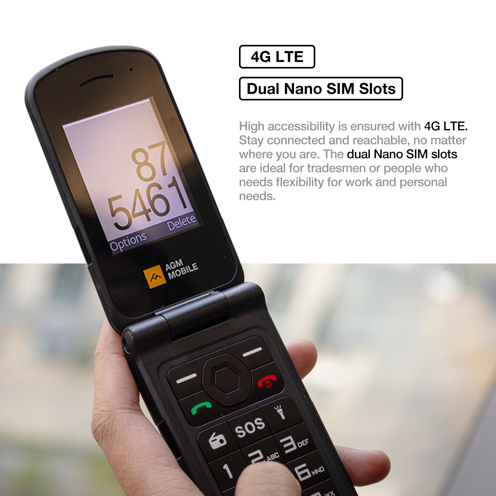 AGM M10|Smart LED Alerts|Dual SIM|SOS Call Key|High-decibel Speaker
