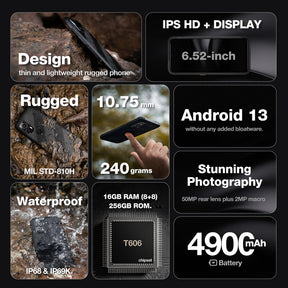 AGM H6 | Ultra-Thin | Rugged | 6.56-inch 90Hz Display |  8GB RAM + 8GB Virtual Expanded RAM + 256GB ROM | Android 13