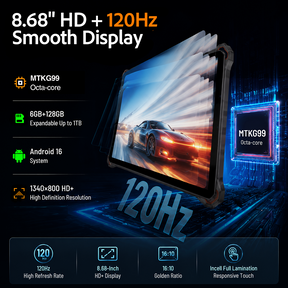 AGM PAD P3 | 8.68" Compact Rugged Tablet | Helio G99 | IP68/IP69K | Waterproof | 120Hz Display | eSIM | Android 16