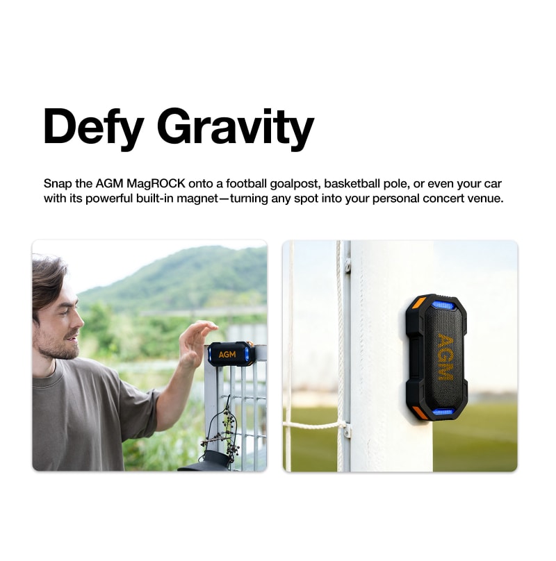 AGM MAG ROCK | Magnetic Bluetooth Speaker | IPX7 Waterproof | Floatable | 8W Powerful Sound | RGB Party Lights