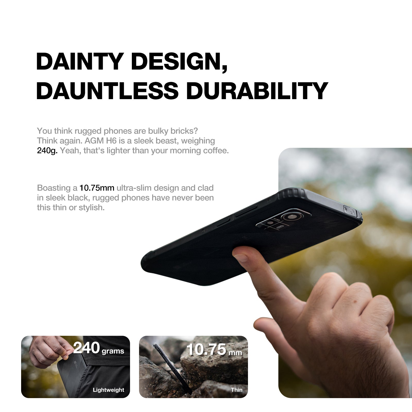 AGM H6 | Ultra-Thin | Rugged | 6.56-inch 90Hz Display |  8GB RAM + 8GB Virtual Expanded RAM + 256GB ROM | Android 13