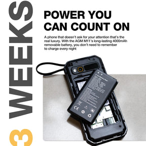 AGM M11｜Rugged Power Bank Phone｜Wired Reverse Charging｜4G LTE｜4000mAh Battery｜WiFi Hotspot｜FM Radio｜3.5mm Jack｜IP68&IP69K | WaterProof