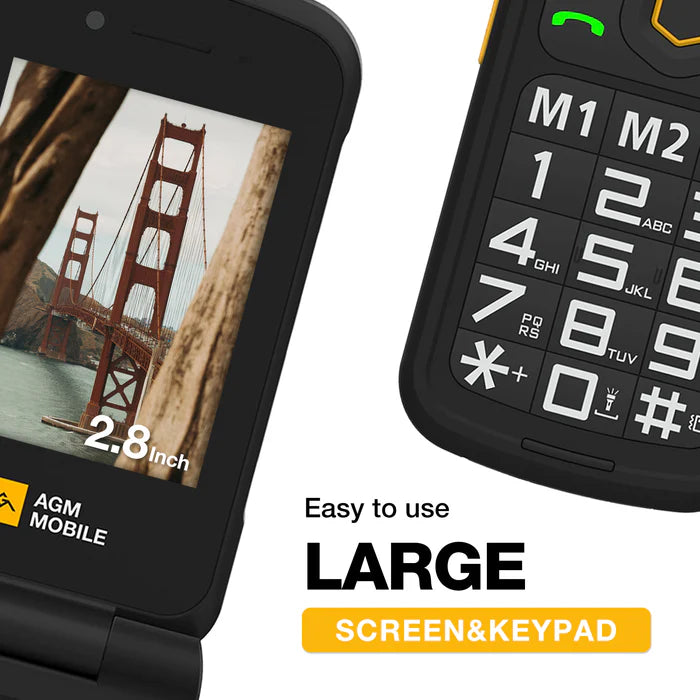 AGM M8 FLIP Security+ | Rugged Flip Phone | Secure Data | Reduced vulnerabilities | Zero tracking