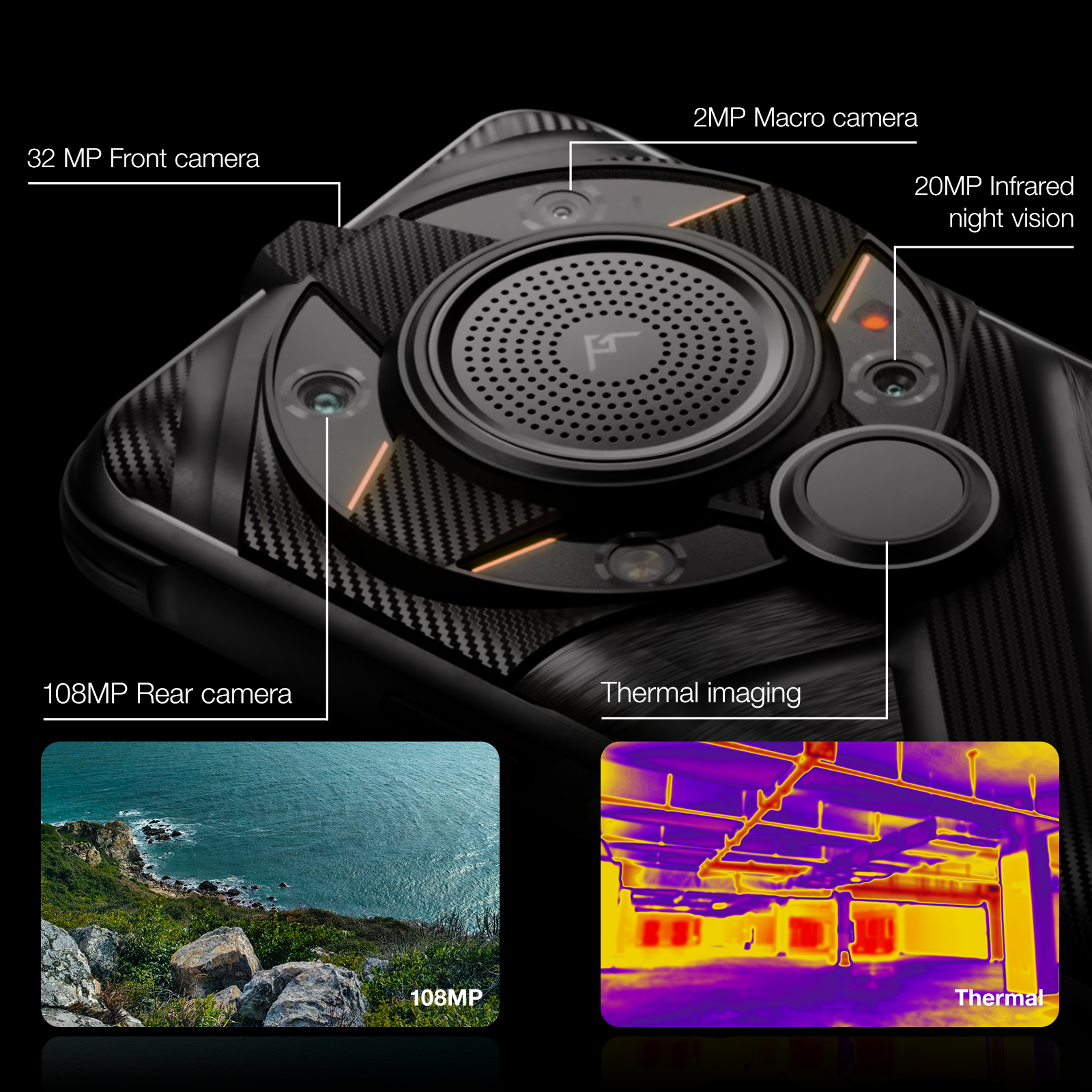 AGM G2 Guardian | 5G Unlocked Rugged Smartphone | Thermal Monocular Long Detection Range: 500m/yd| 10 mm Objective Lens